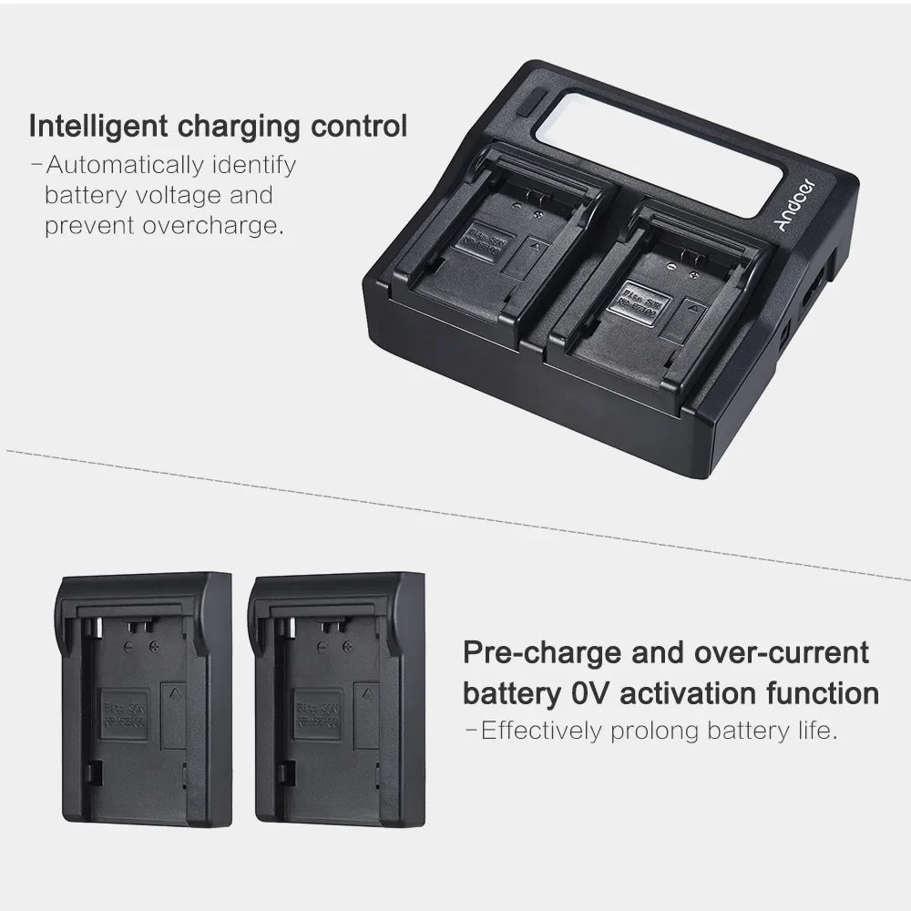 Andoer LCD Channel Camera Energy Source NP-FZ100 Replacement for Sony A7III A9 A7RIII A7SIII Models