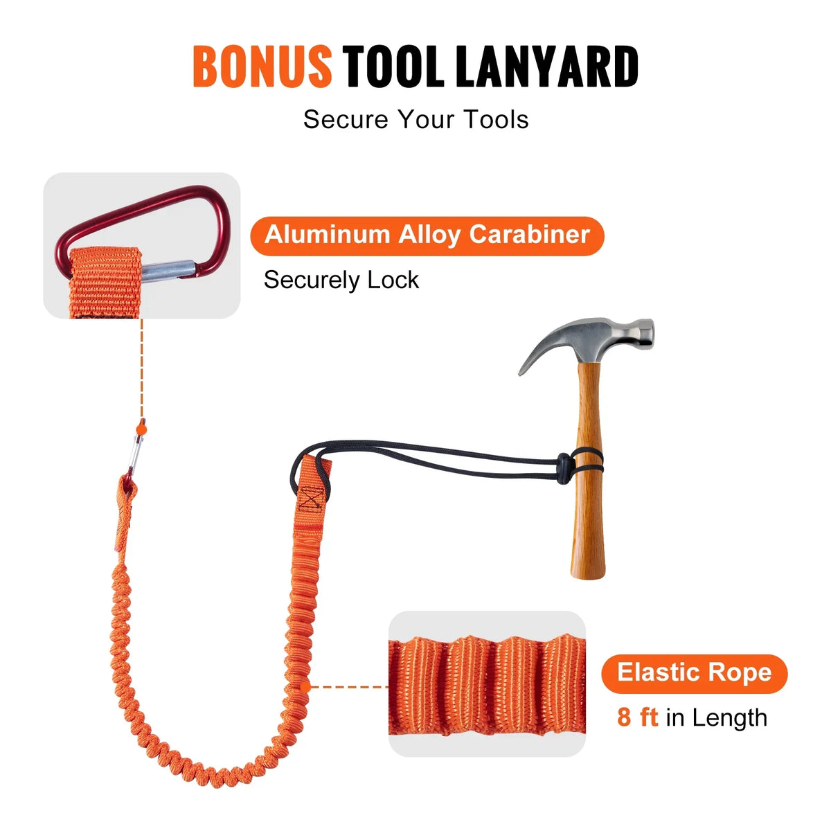 BENTISM Steel Processor flipline, 1/2" x 8' Arborist Flipline, Flip Line for Tree Climbing with Alloy Steel Snap Hook, Aluminum Alloy Carabiner and Extra Tool Lanyard, for Arborist, Tree Climbers