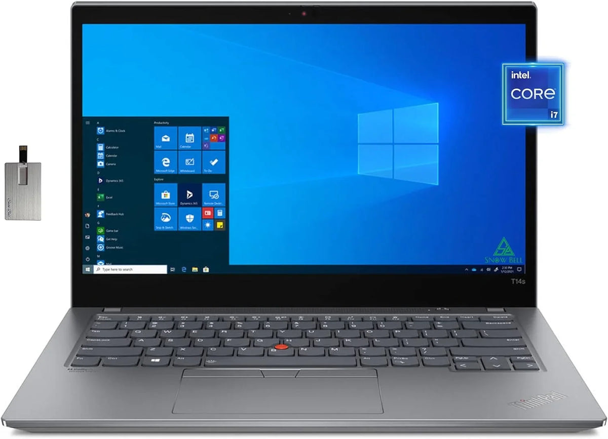 Lenovo ThinkPad T14s Gen 2 Display , 14" FHD , 11th Gen i7-1165G7, 16GB Random Access Memory 512GB PCIe Flash Storage Backlit Keyboard, WiFi 6, HDMI, Win 10 Pro, with Hotface 32GB USB Card
