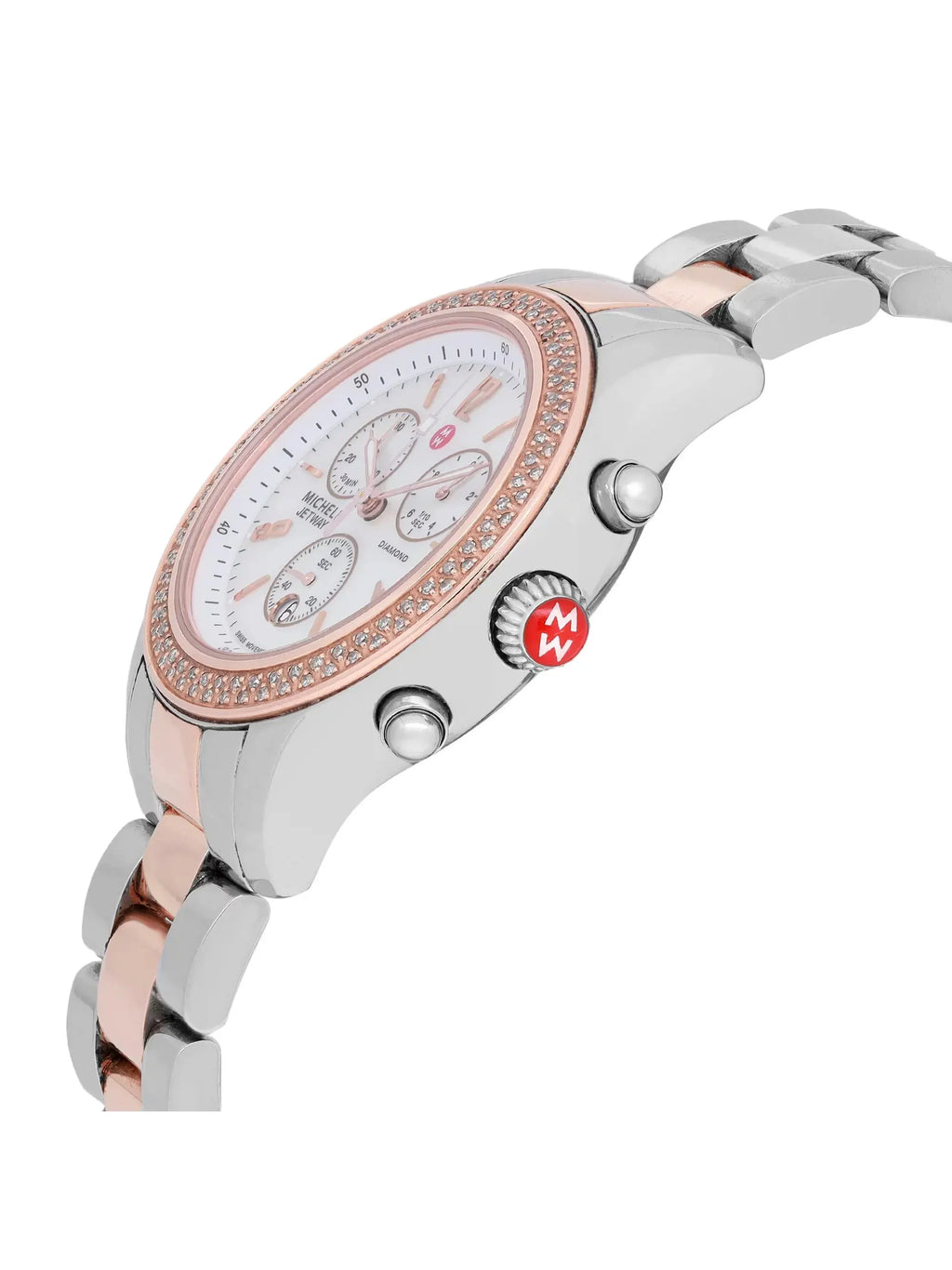 Michele Jetway 40mm Steel 0.50cttw Diamond Quartz Ladies Watch MWW17A000017