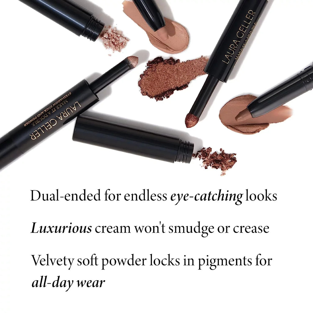LAURA GELLER NEW YORK Make It A Double -Ended Eyeshadow - Absinthe - Cream Eyeshadow Stick + Matching Powder Eyeshadow - Crease-Proof and Smudge-Proof