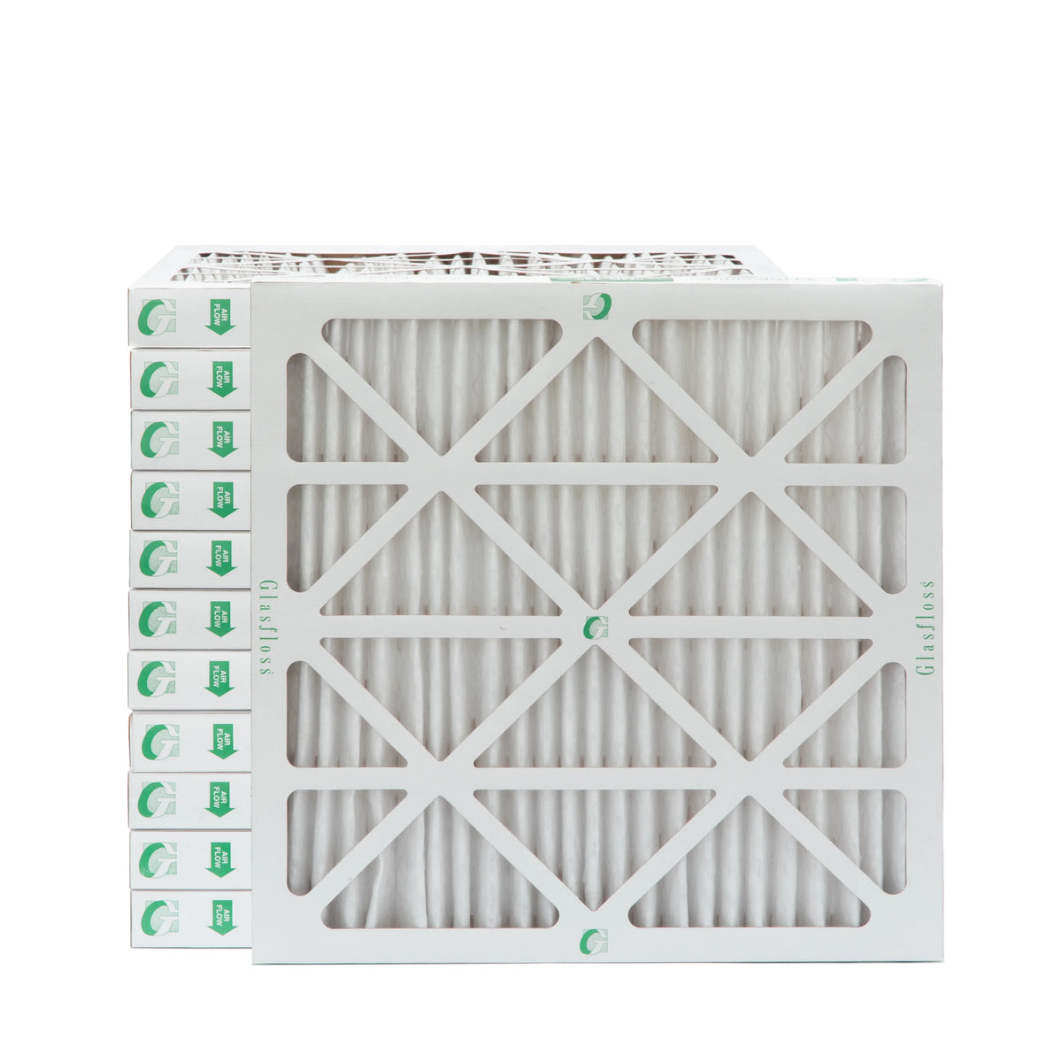 12 Pack of 20x20x2 MERV 13 Pleated 2" Inch Air Filters by Glasfloss. Actual Size: 19-1/2 x 19-1/2 x 1-3/4