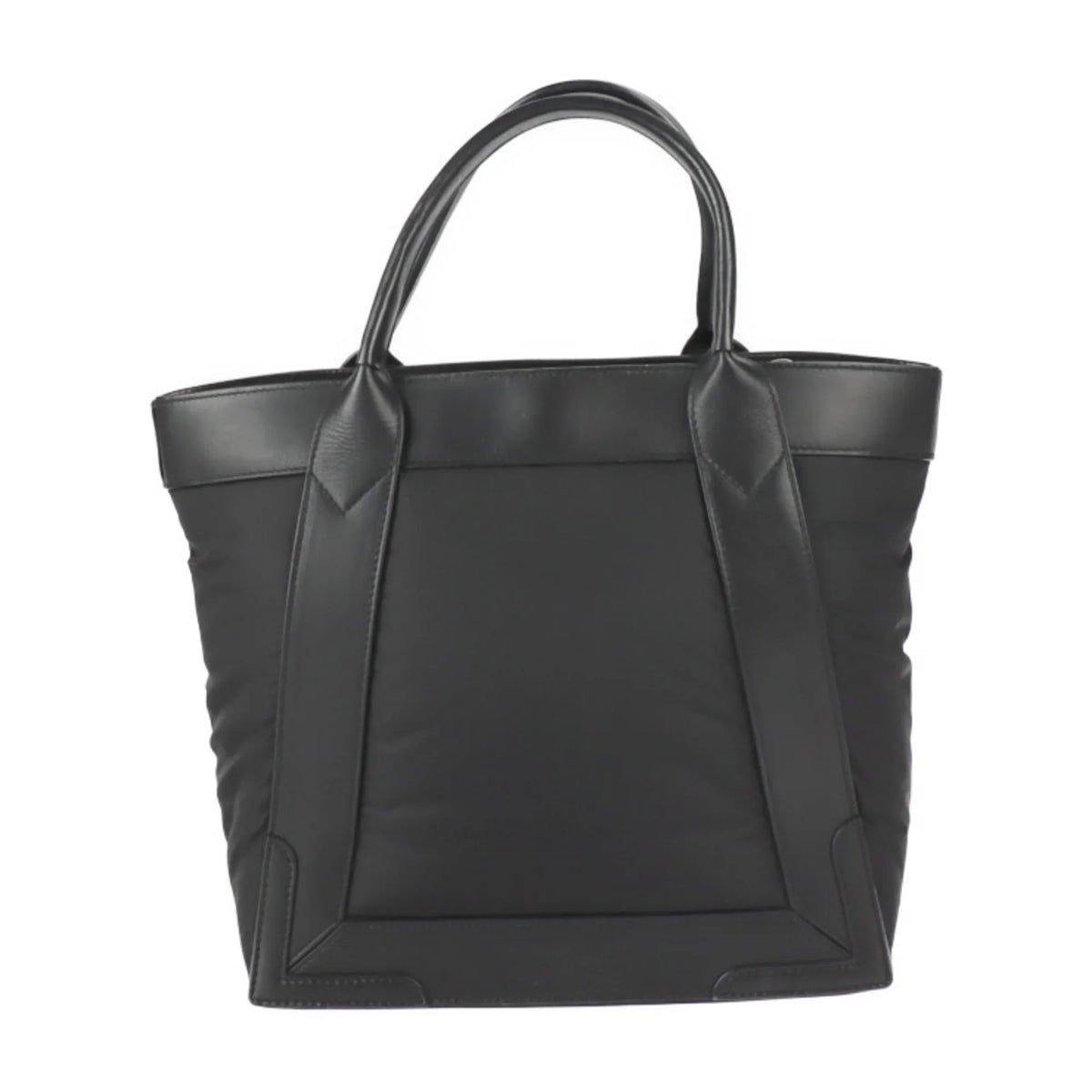 Pre-Owned BALENCIAGA Balenciaga Kabas S tote bag 363425 nylon leather black silver metal fittings (Good)