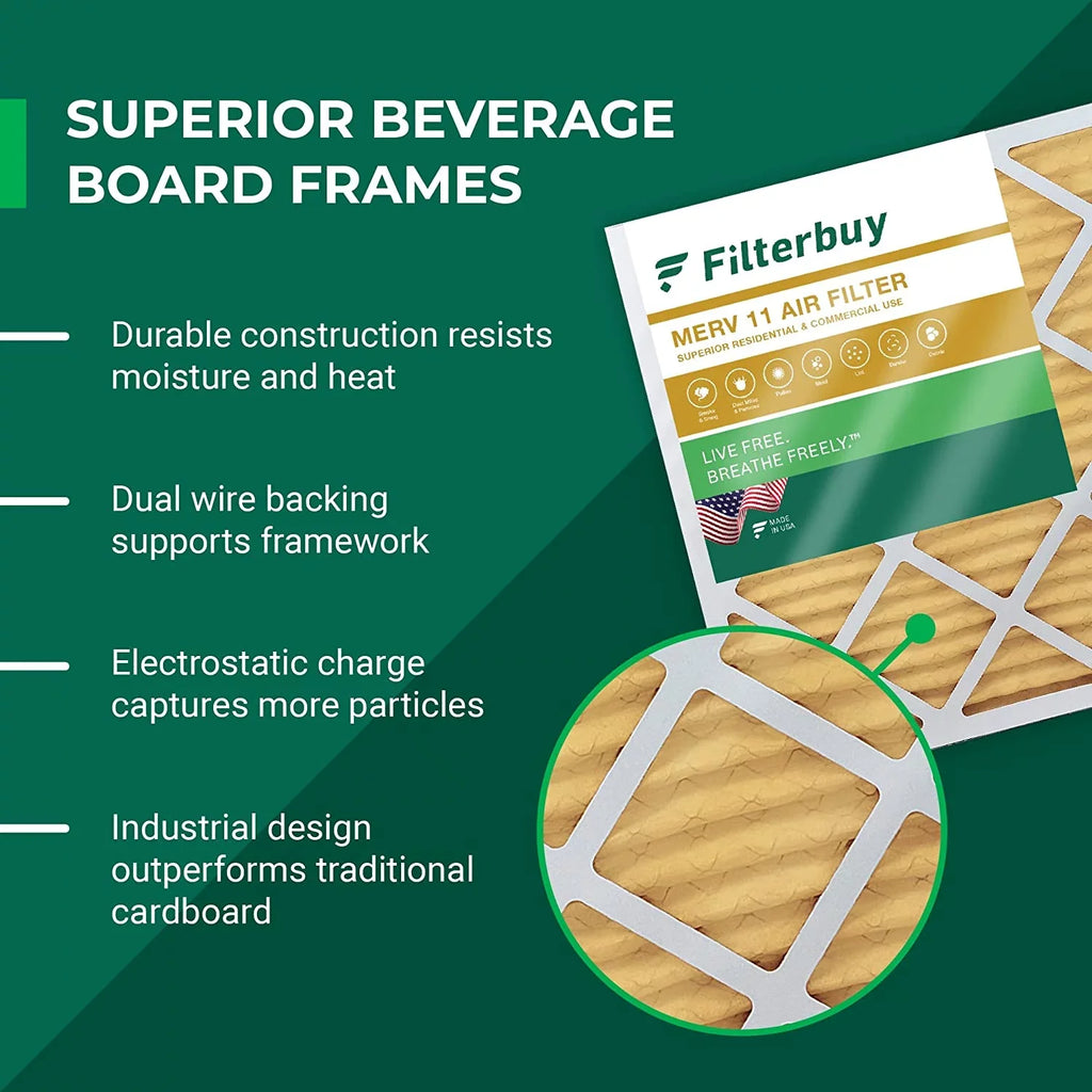 Filterbuy 28x30x4 MERV 11 Pleated HVAC AC Furnace Air Filters (3-Pack)