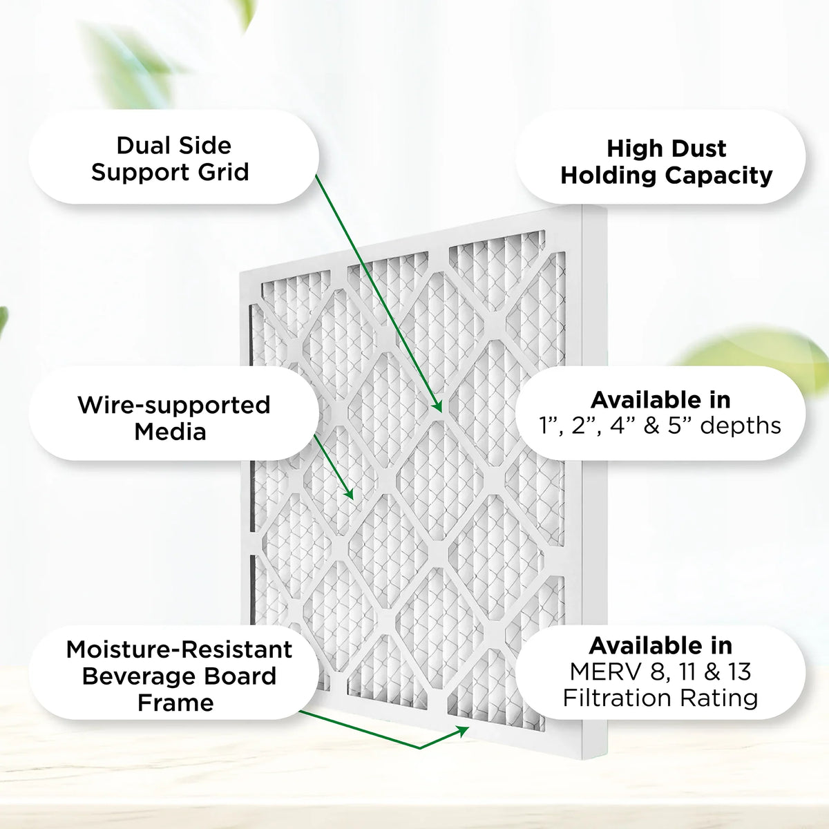 12x12x1 MERV 11, MPR 1000 Pleated AC Furnace 1" Air Filters by Pamlico. Quantity 6. Actual Size: 11-1/2 x 11-1/2 x 3/4