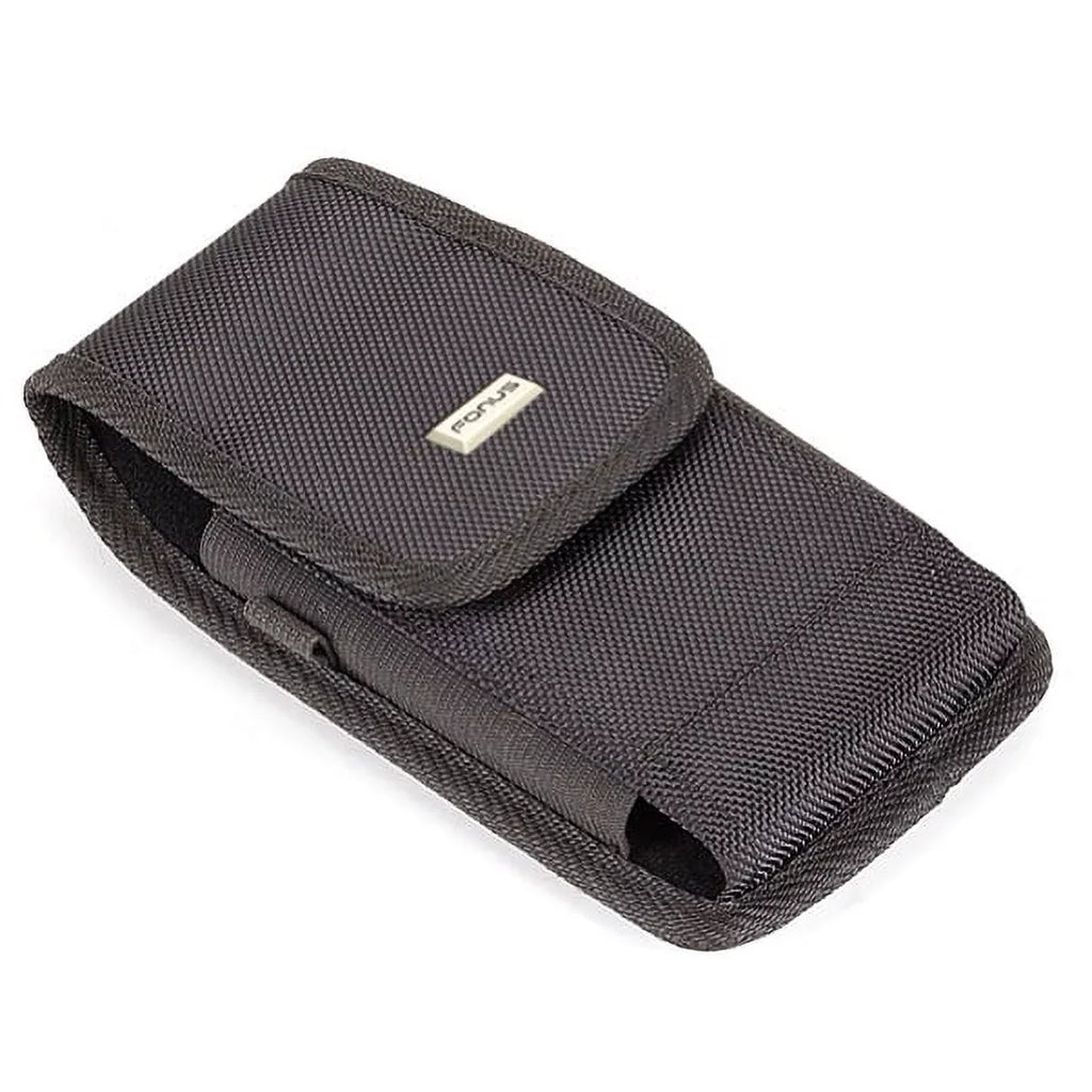 Rugged Durable Canvas Case Holster Metal Belt Clip w Braided Type-C USB Cable 10ft Long Sync Wire E6Q for Samsung Galaxy S8+, S10 Plus 5G Note 9 8 A9 A50 - Sony Xperia XZ3 - Xiaomi Mi 9