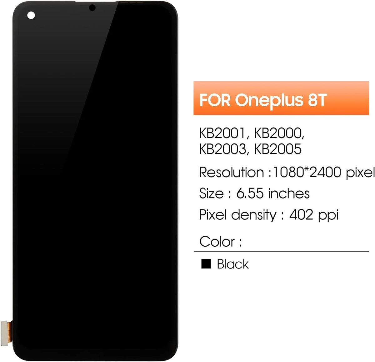 OLED for Oneplus 8T 8T+ 5G Display Replacement LCD Display KB2001 KB2000 KB2003 KB2005 Monitor Touch Digitizer Assembly Repair Part (Support Fingerprint)