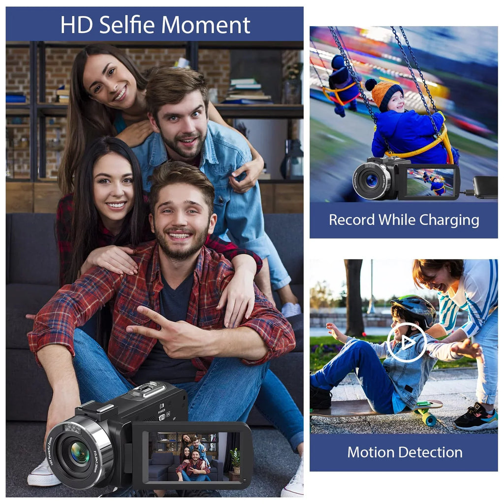 MARVUE Video Camera 4K Camera 48MP 30FPS Camcorder 18X Digital Zoom 3.0" LCD Touch Display Vlogging Camera for YouTube with IR Night Vision