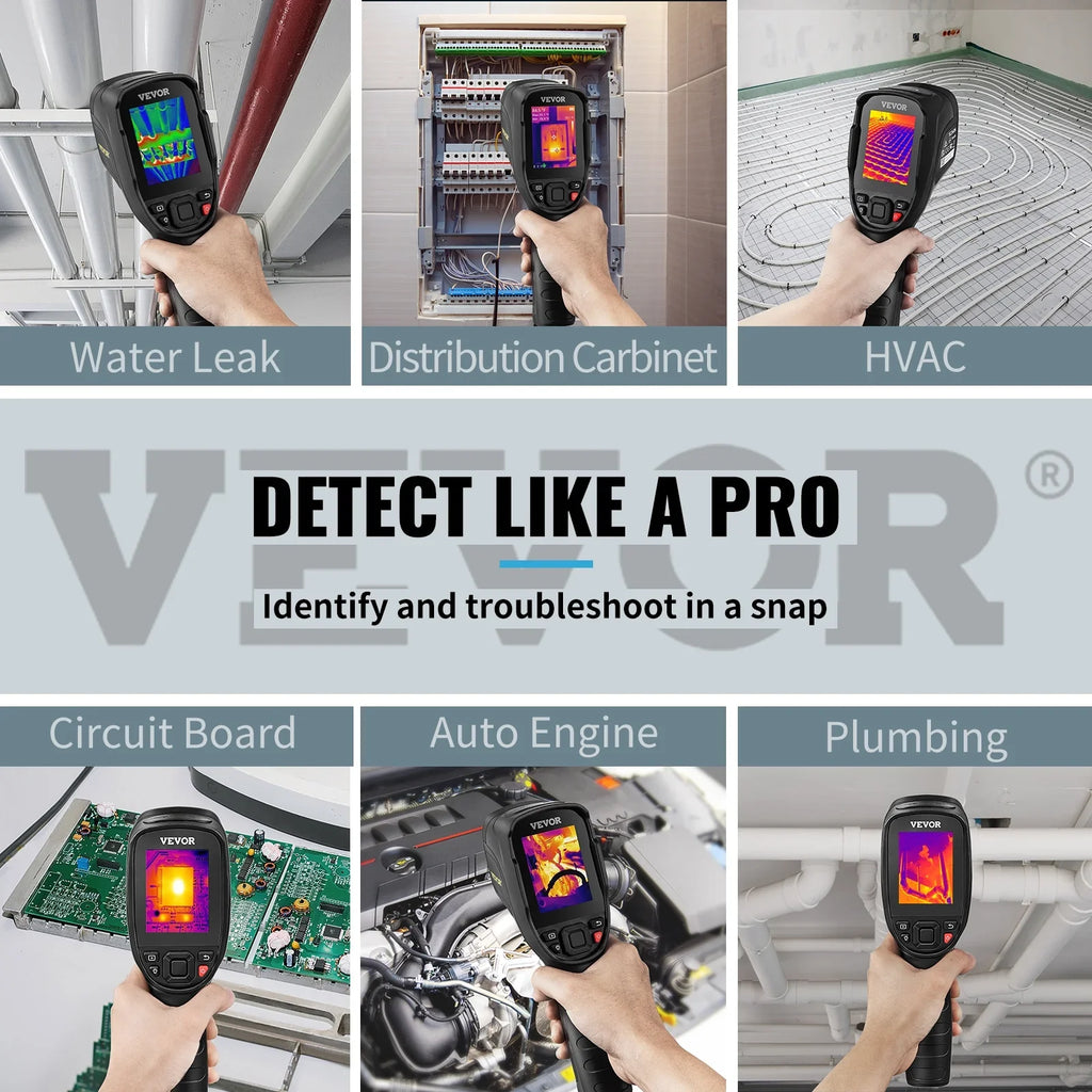 VEVOR Thermal Imaging Camera, 240x180 IR Resolution (43200 Pixels), 20Hz Refresh Rate Infrared Camera with -4℉~662℉ Temperature Range, 16G Built-in SD Card, and Rechargeable Li-ion Energy Source