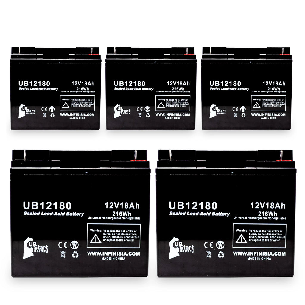 5x Pack - Compatible General Power GPS2K12061 Cell - Replacement UB12180 Universal Sealed Lead Acid Cell (12V, 18Ah, 18000mAh, T4 Terminal, AGM, SLA)