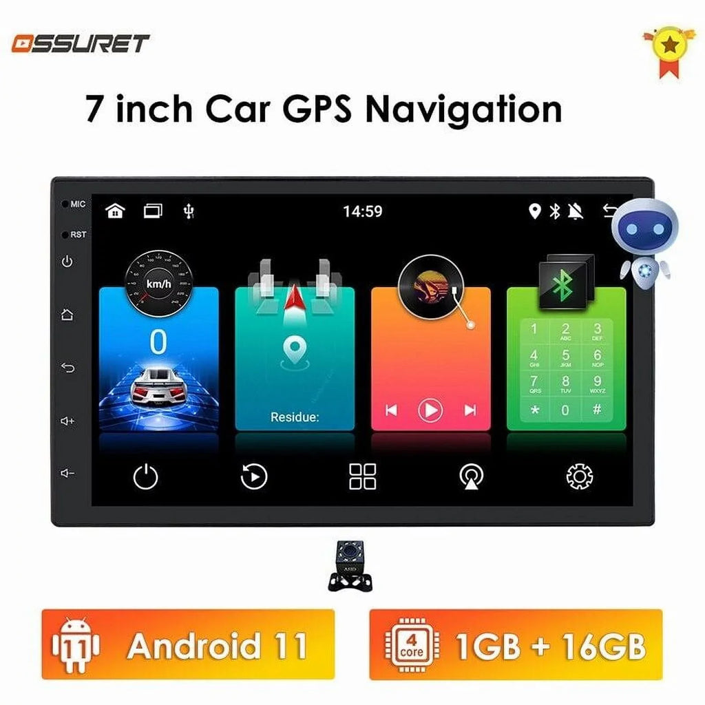 7" GPS Navigation System Android 11 Bluetooth Double 2 Din Car Stereo Radio Head Unit In Dash With Backup Camera
