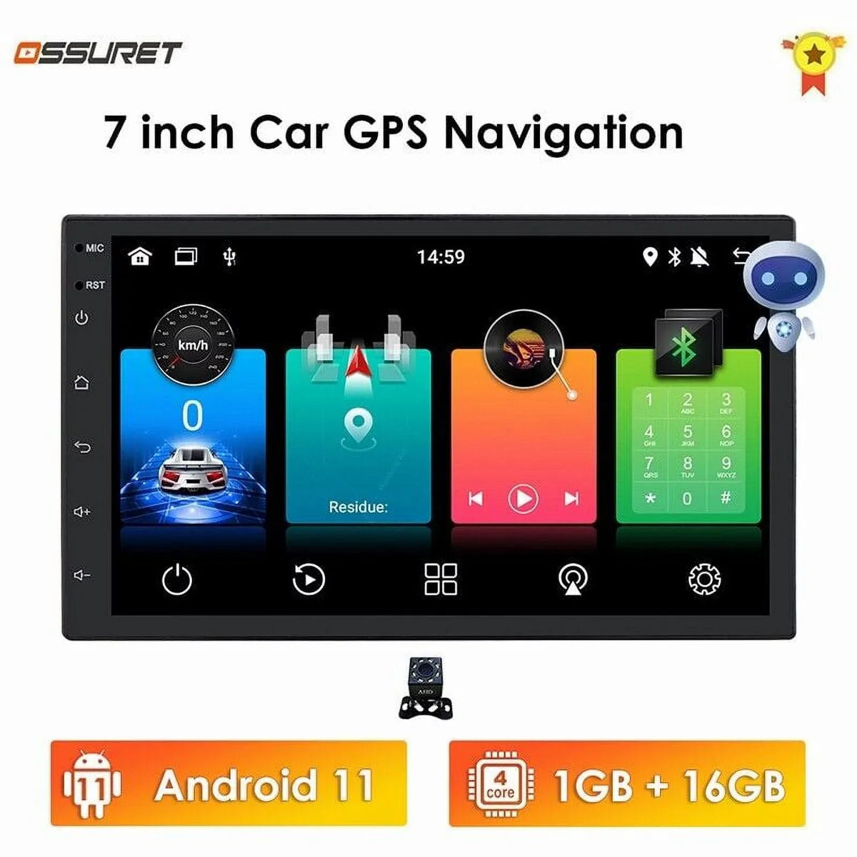 7" GPS Navigation System Android 11 Bluetooth Double 2 Din Car Stereo Radio Head Unit In Dash With Backup Camera