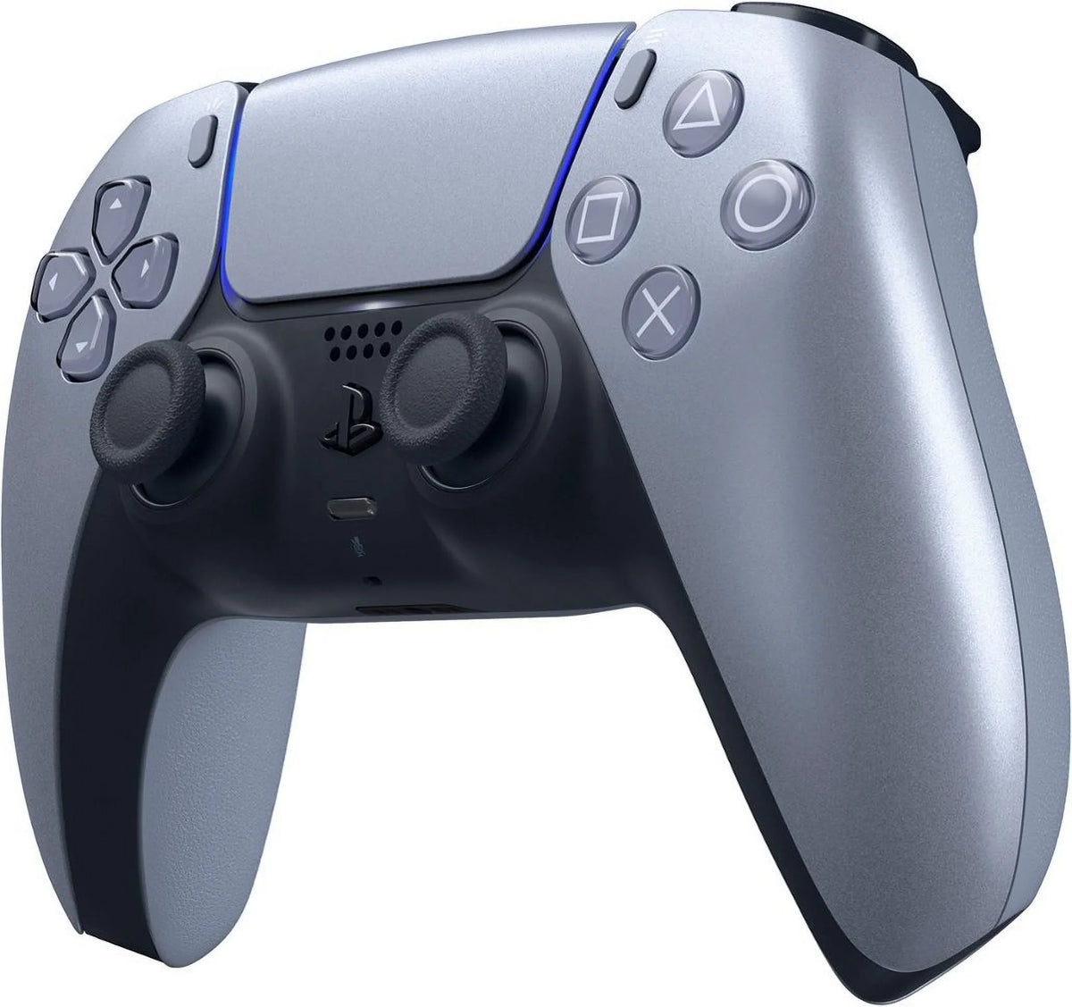PlayStation 5, PS5 Sense Wireless Controller - Sterling Silver Bundle With 6Ave Microfiber Cleaning Cloth