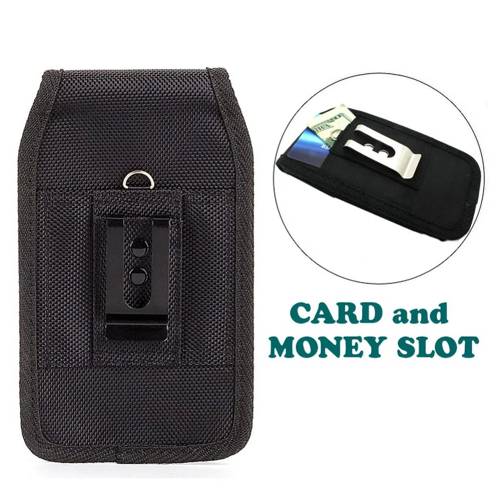 Rugged Durable Canvas Case Holster Metal Belt Clip w Braided Type-C USB Cable 10ft Long Sync Wire E6Q for Samsung Galaxy S8+, S10 Plus 5G Note 9 8 A9 A50 - Sony Xperia XZ3 - Xiaomi Mi 9