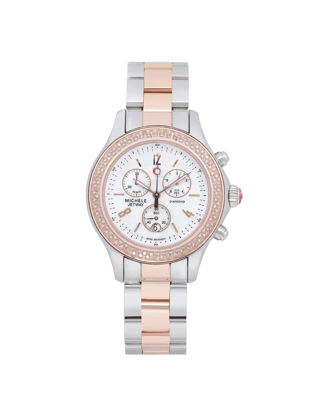 Michele Jetway 40mm Steel 0.50cttw Diamond Quartz Ladies Watch MWW17A000017