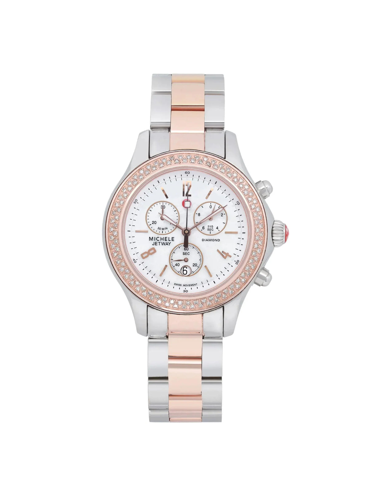 Michele Jetway 40mm Steel 0.50cttw Diamond Quartz Ladies Watch MWW17A000017