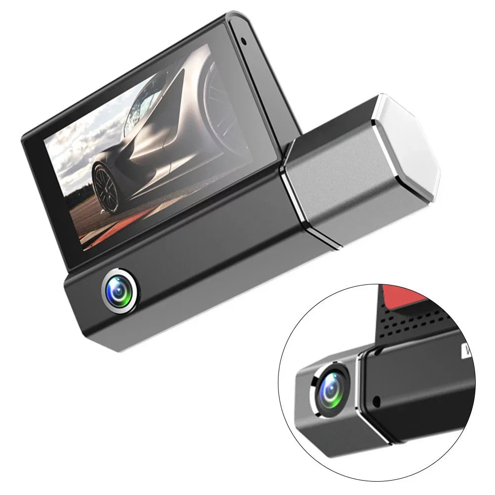 Car DVR Dash Cam Front And Inside And Rear Camera Video Recorder Lens