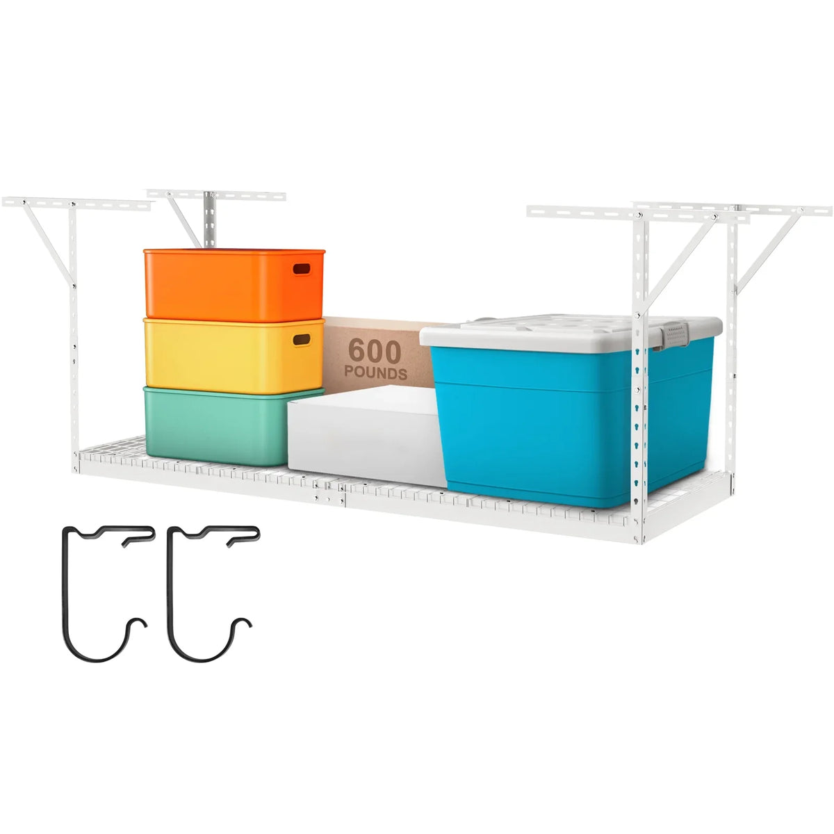 SKYSHALO Overhead Adjustable Garage Storage Rack 36x96" Ceiling Rack 600lb White