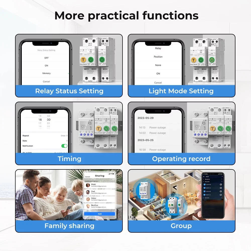 Htovila WiFi ligent Automatic Reclosing Protector Multifunctional Current Voltage Meter Protections Values Settable Mobilephone APP Control Compatible with Assistant for Voi