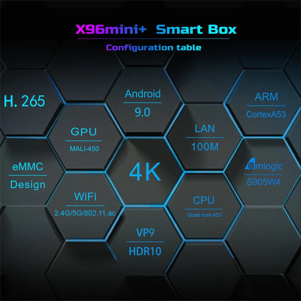 X96 Mini TV Box Android 9.0 Quad Central Unit Wifi 1080P 4K Support Media Player