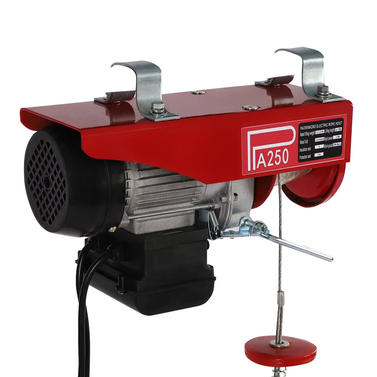 550LBS Electric Hoist Crane Winch Garage Lift Pure Copper Motor + Remote Control for Factories, Docks, Warehouses, Logistics