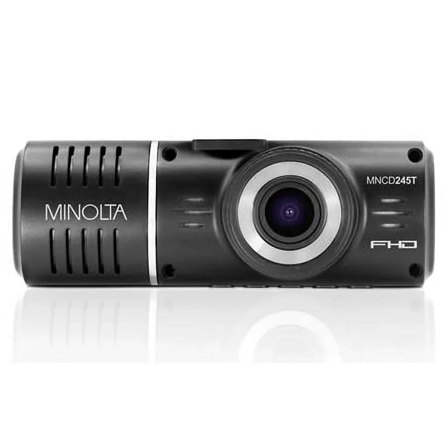 MNCD245T Full HD Front and Rear View 2.45" LCD Panel Dash Camera with 3-Channel Recording, Black