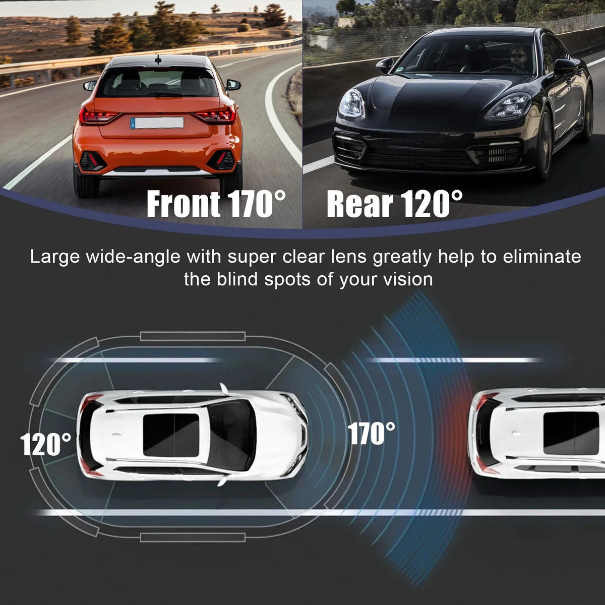 HD 1080P 2 Lens Car DVR Dash Cam Front Rear View Camera Video Recorder G-Sensor