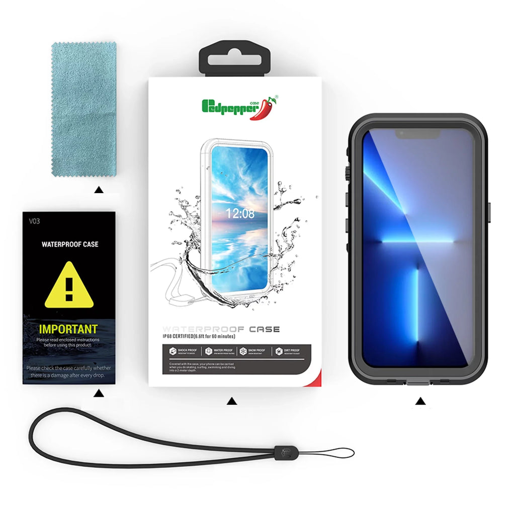 ELEHOLD for iPhone 15 Pro Max Waterproof Case, Built-in Panel Protector Full-Body Rugged Shockproof Military Drop Proof Dustproof IP68 Underwater Heavy Duty Magnetic Case for iPhone 15 Pro Max,Black