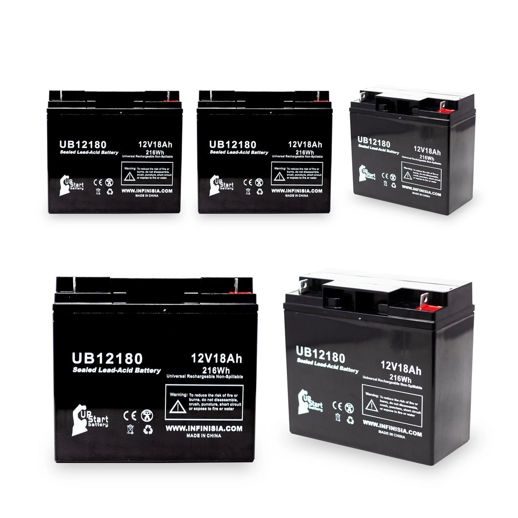 5x Pack - Compatible General Power GPS2K12061 Cell - Replacement UB12180 Universal Sealed Lead Acid Cell (12V, 18Ah, 18000mAh, T4 Terminal, AGM, SLA)