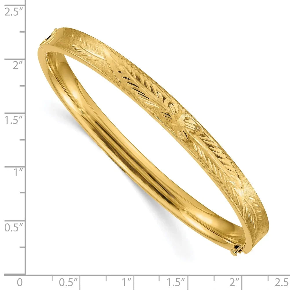 14k 4/16 Diamond-cut Concave Hinged Bangle Bracelet QCC4/16