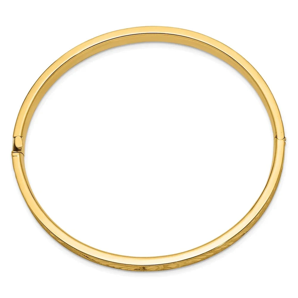 14k 4/16 Diamond-cut Concave Hinged Bangle Bracelet QCC4/16
