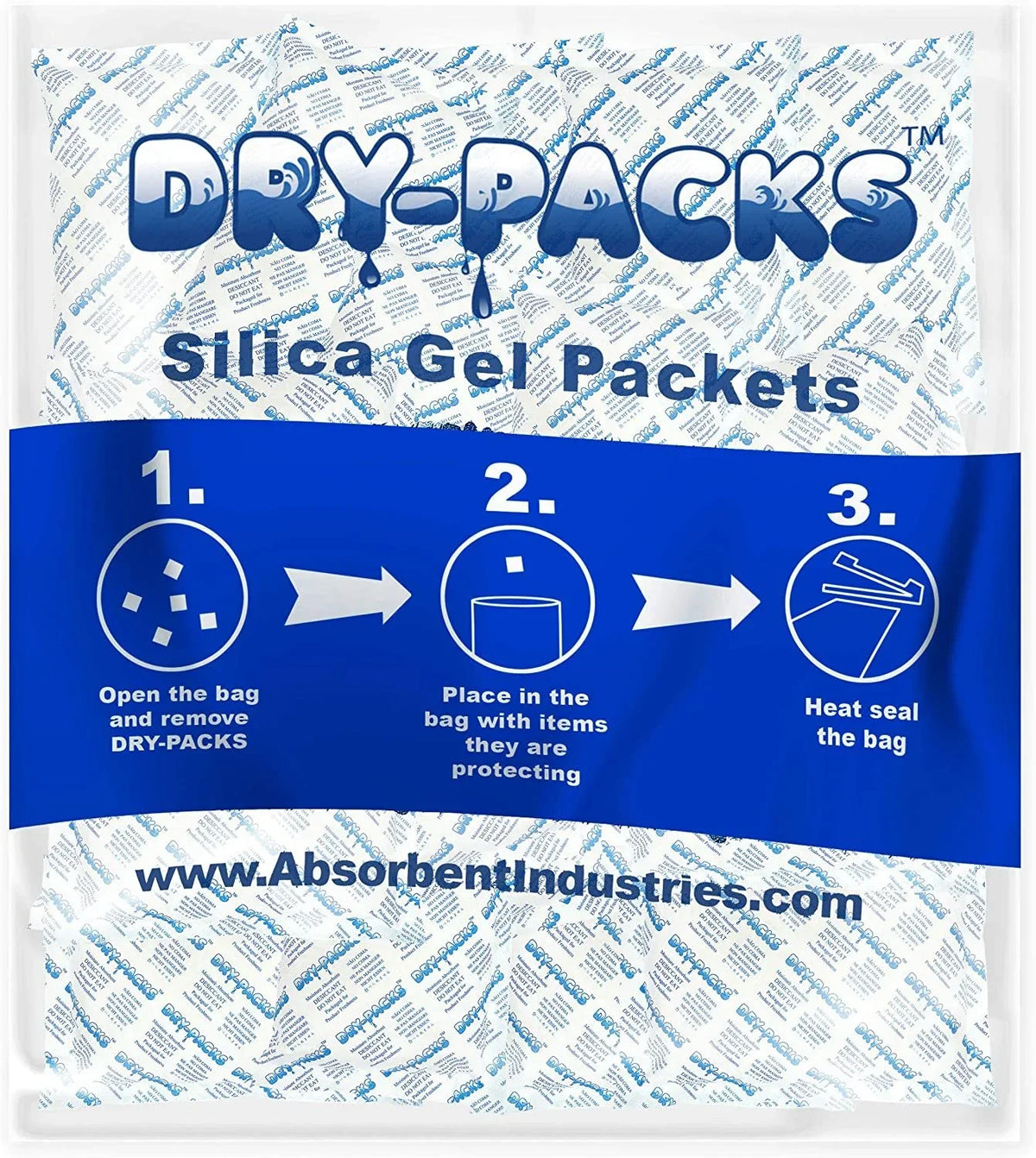 Dry-Packs Absorbent Industries Silica Gel in Tyvek Rechargeable Dehumidifier Absorbs Moisture 448 Random Access Memory 40PK