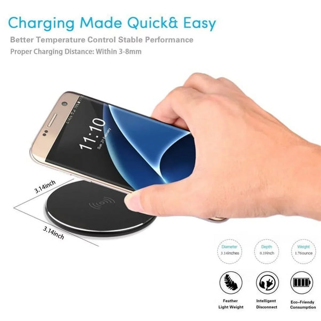 10W Wireless Charger Ultra Slim Fast Charging Pad Compatible With LG V40 ThinQ, Google Nexus 5 4, G4 G3 G2 - Motorola Google Nexus 6, Droid Turbo Mini MAXX - Nokia Lumia 930 920 1520 1020, 8