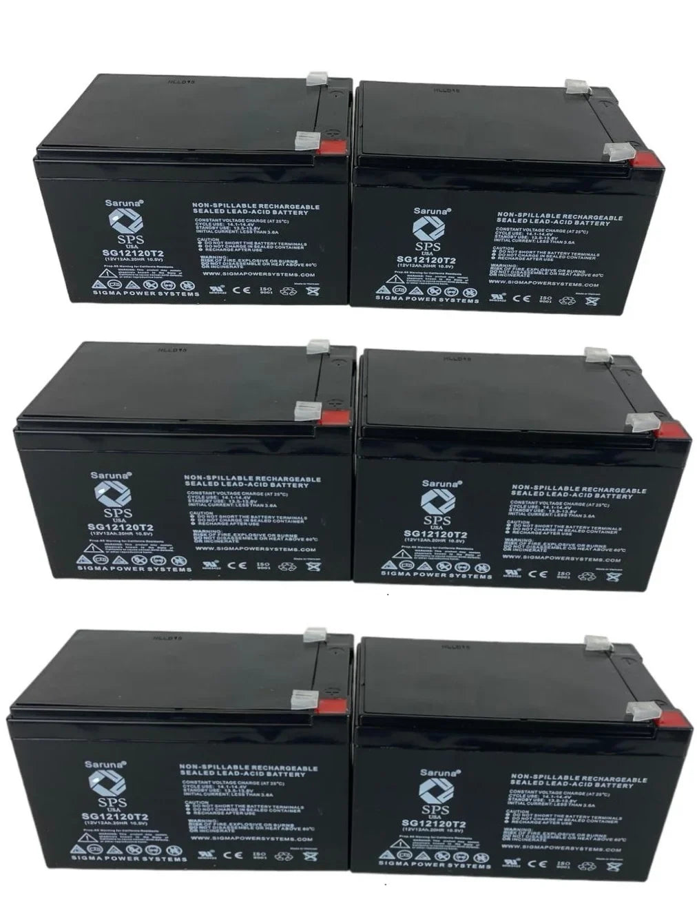 SPS Brand 12V 12Ah Replacement Power Unit (SG12120T2) for Pride TRAVELPro 3-Wheel Travel Pro Portable Scooter (6 Pack)