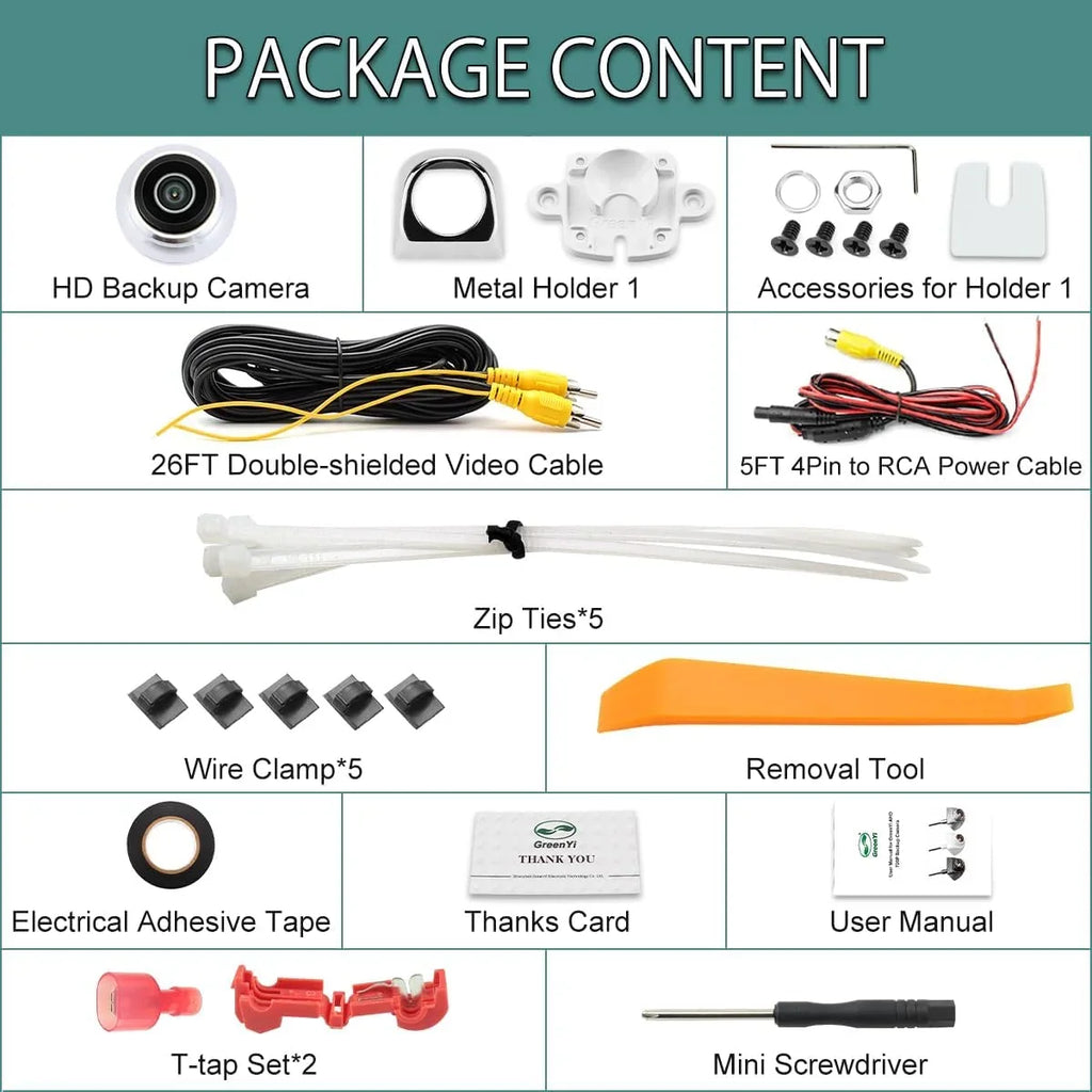 HD Backup/Front/Side View Camera, AHD 720P Reverse Rear Cam for Car, SUV, RV, Trailer, Camper, Van, Pickup,