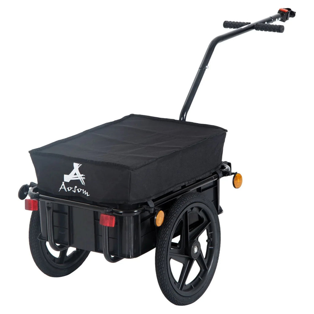 Aosom Double Wheel Internal Memory Enclosed Bicycle Cargo Trailer - Black