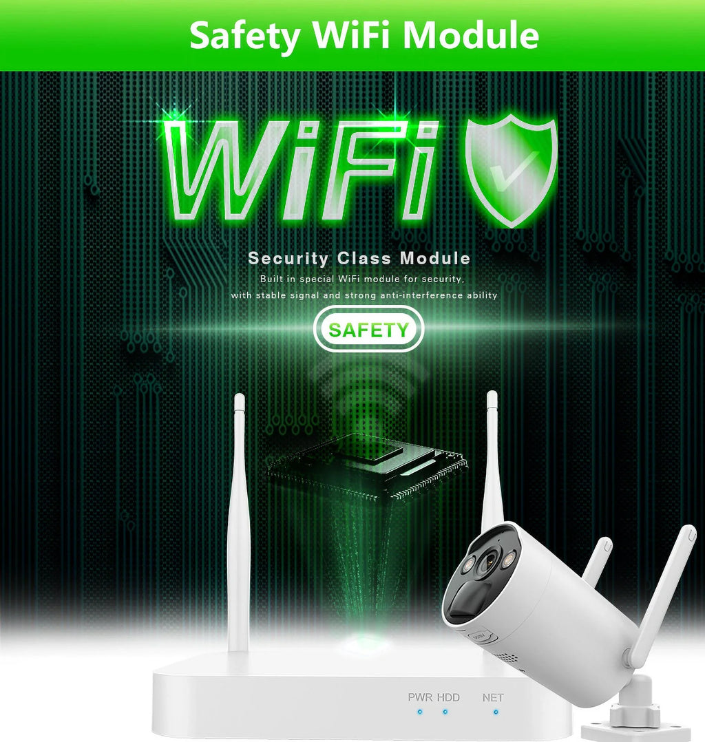 VIKVIZ 8CH WiFi CCTV System 4Pcs 3MP Power Unit Camera , 4 Solar Panels , 2.5inch HDD Wireless NVR