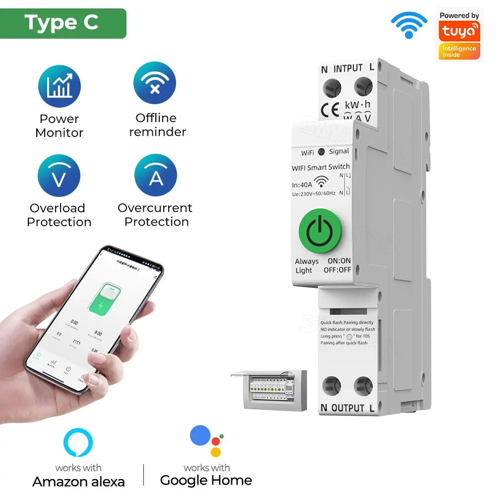 Htovila WiFi ligent Automatic Reclosing Protector Multifunctional Current Voltage Meter Protections Values Settable Mobilephone APP Control Compatible with Assistant for Voi