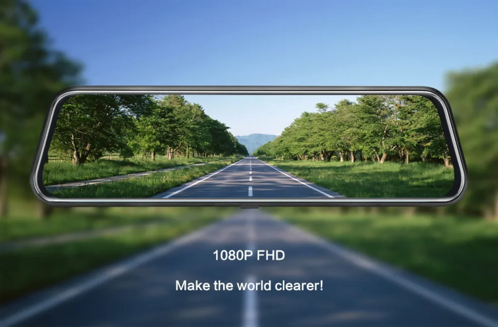 10-inch Touch Mirror Car Camera Dashcam, 1080P FHD Full Touch Display Front and Rear View, Super Night Vision Parking Assistance, Camera for Cars Loop Recording Streaming Media 170°Wide Angle