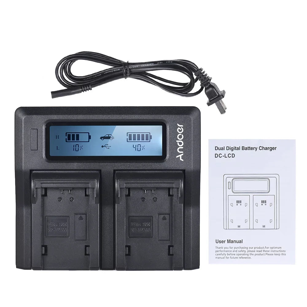 Andoer LCD Channel Camera Energy Source NP-FZ100 Replacement for Sony A7III A9 A7RIII A7SIII Models