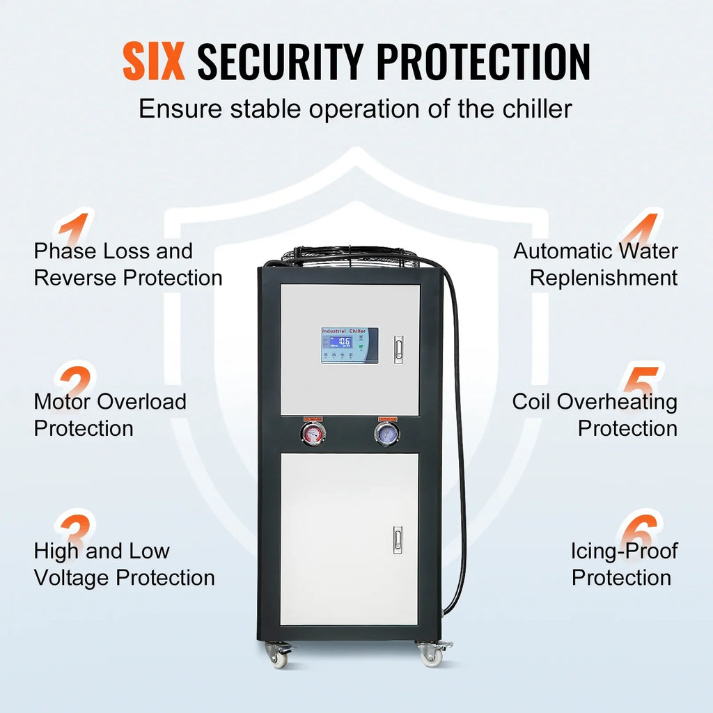 SKYSHALO Air-cooled Industrial Water Chiller 9.4HP 16 Gal 60L for Cooling Water