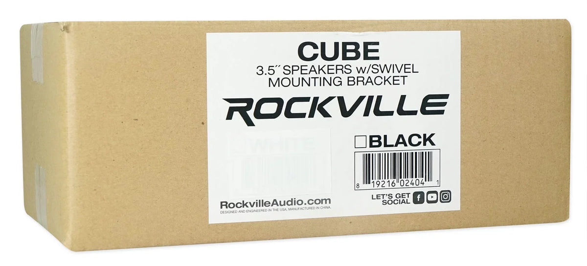 Cube by Rockville Pair of 3.5" Black Home Theater Wall Speakers+Swivel Brackets