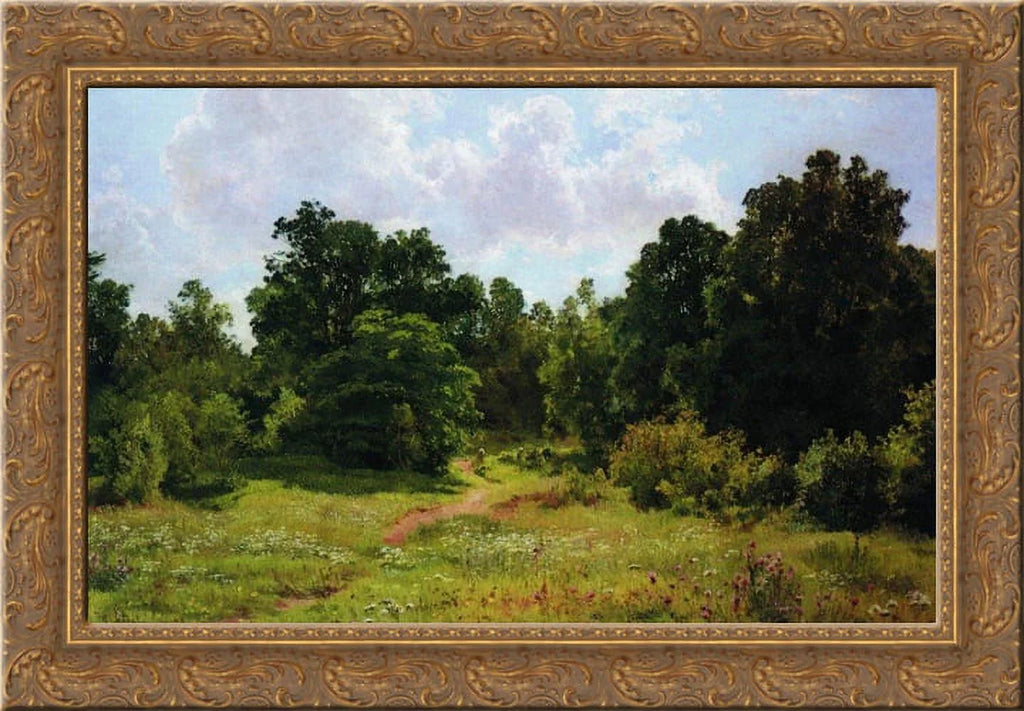 Edge of the deciduous forest 24x18 Gold Ornate Wood Memory Canvas Art by Ivan Shishkin