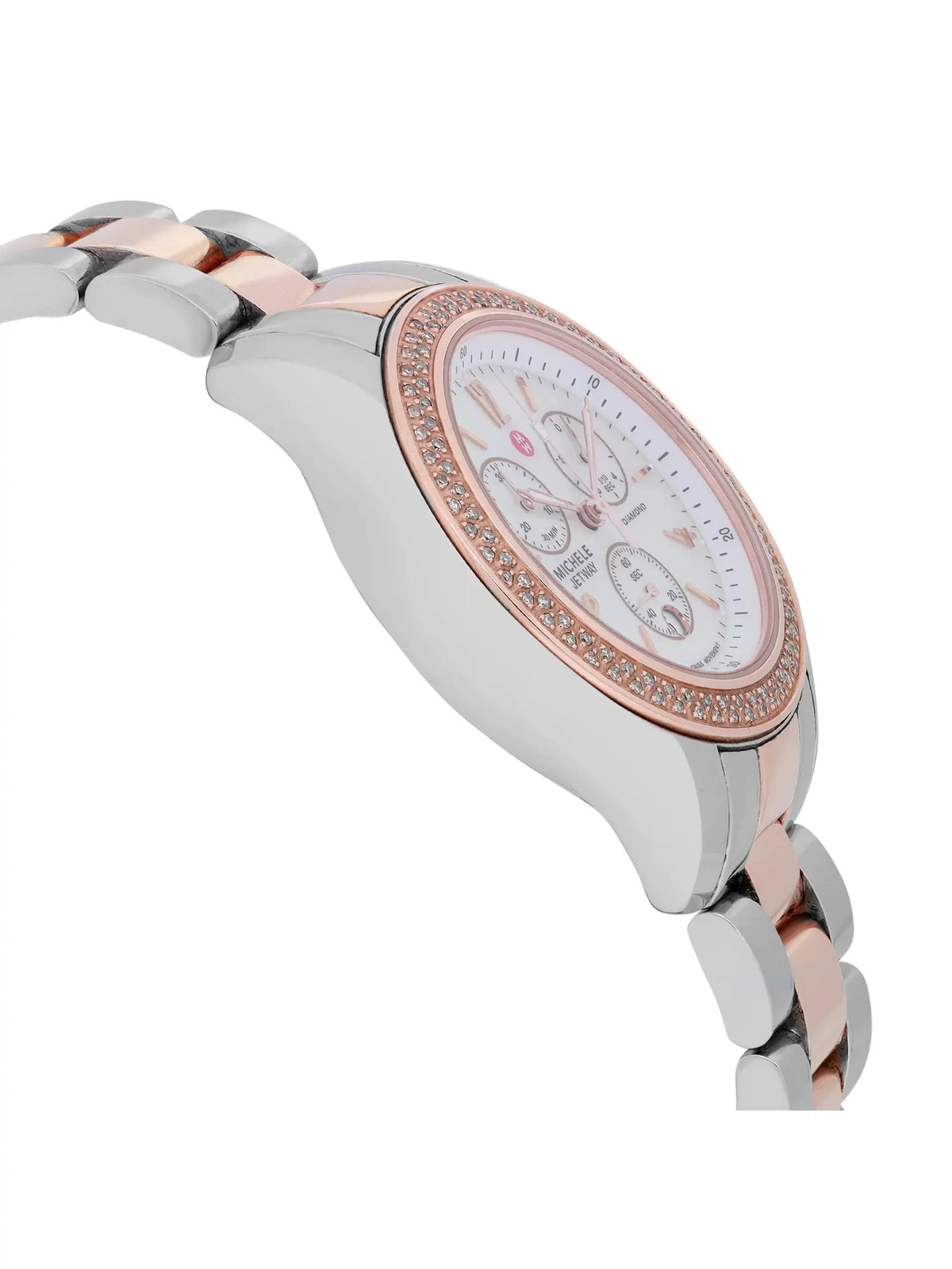 Michele Jetway 40mm Steel 0.50cttw Diamond Quartz Ladies Watch MWW17A000017