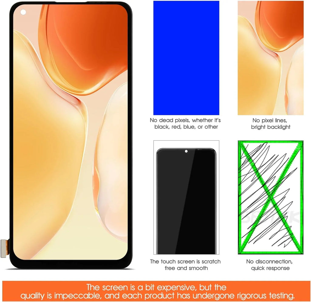 OLED for Oneplus 8T 8T+ 5G Display Replacement LCD Display KB2001 KB2000 KB2003 KB2005 Monitor Touch Digitizer Assembly Repair Part (Support Fingerprint)