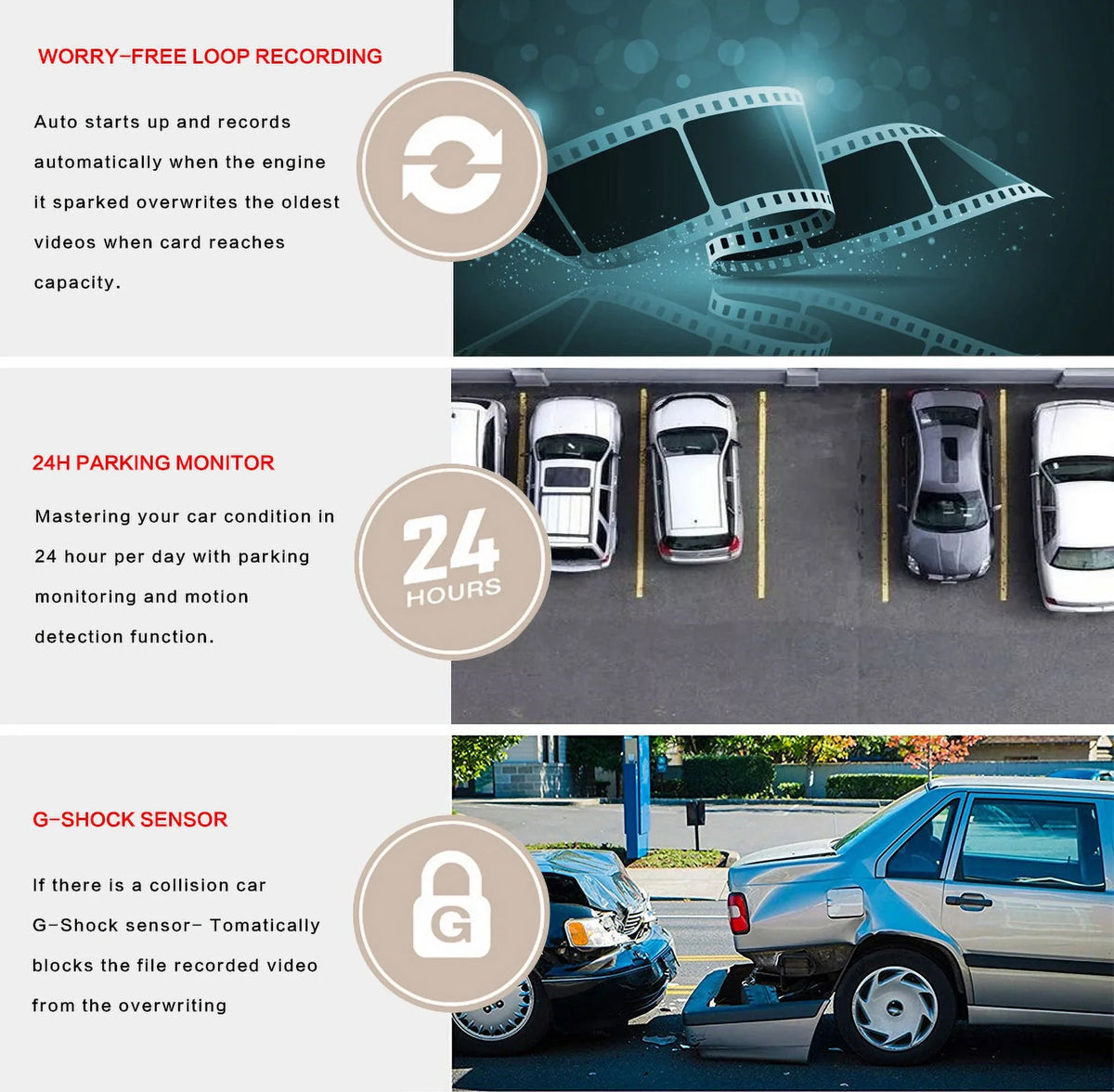 10-inch Touch Mirror Car Camera Dashcam, 1080P FHD Full Touch Display Front and Rear View, Super Night Vision Parking Assistance, Camera for Cars Loop Recording Streaming Media 170°Wide Angle