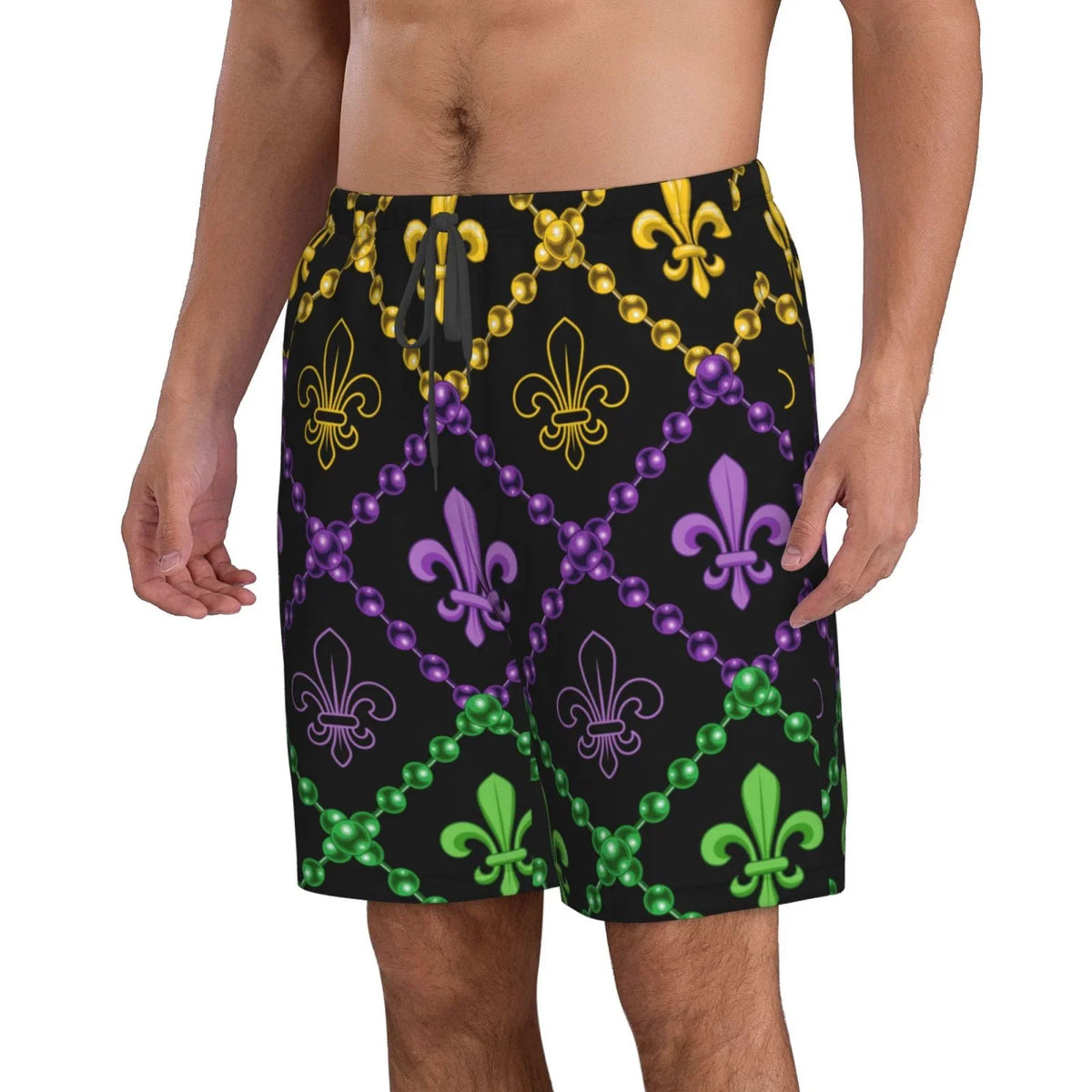 Lukts Mardi Gra Geometric Mens Swim Trunks Quick Dry Swim Shorts With Funny Beach Shorts