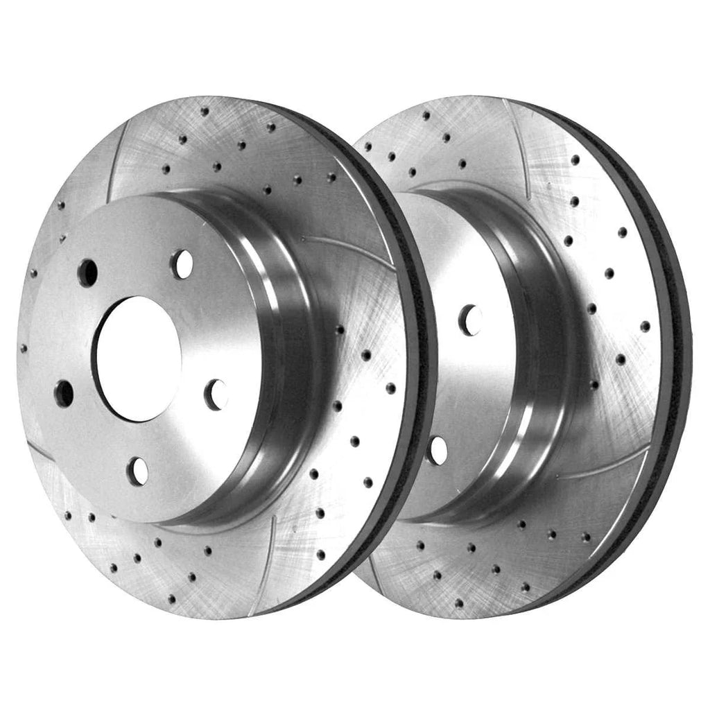 AutoShack Front Wheel Bearing Hubs Drilled Slotted Rotors Silver Memory Pads Kit Driver and Passenger Side Replacement for 2009 2010 2011 Memory 1500 3.7L 4.7L 5.7L V6 V8 4WD RWD RHBBK0747