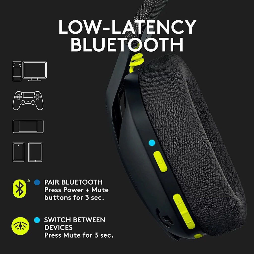 Logitech G435 Lightspeed And Bluetooth Wireless Gaming Headset Lightweight Over-Ear Headphones, Built-In Mics, 18H Power Unit Compatible With Dolby Atmos, Pc, Ps4, Ps5, Nintendo Switch, Mobile