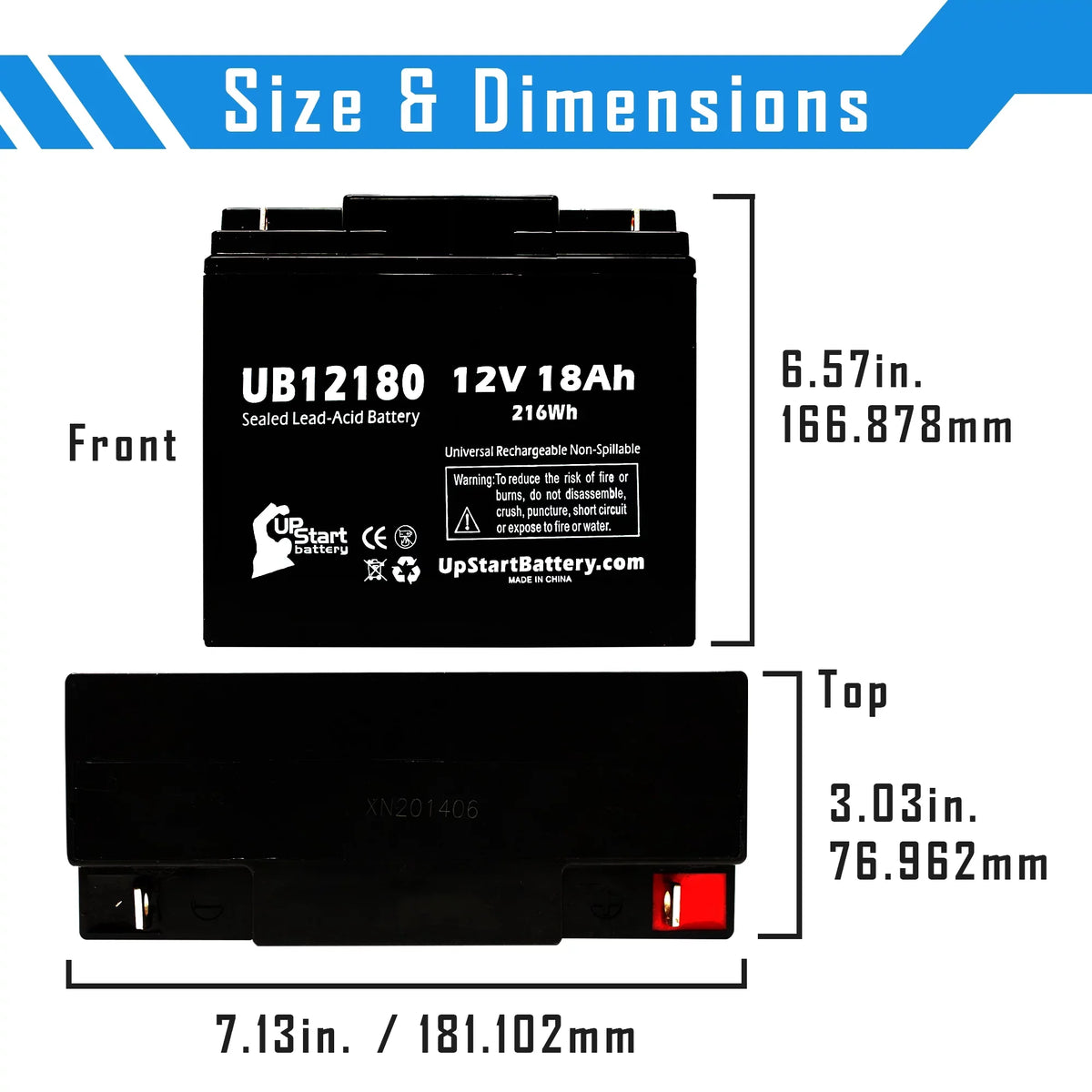 5x Pack - Compatible General Power GPS2K12061 Cell - Replacement UB12180 Universal Sealed Lead Acid Cell (12V, 18Ah, 18000mAh, T4 Terminal, AGM, SLA)